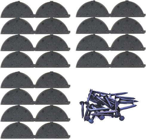 Heel Plates 24 PCS Rubber Shoes Heel Taps Tips Repair Pad Replacement Large Size with Nails