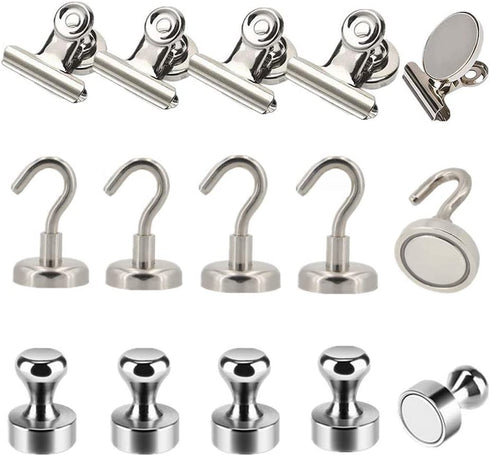 Refrigerator Magnets Kits - Aovon Magnetic Push Pins/ Magnetic Clips/ Magnetic Hooks with Rust-Resistant Nickel Coating for School, Home, Office and Travel Use