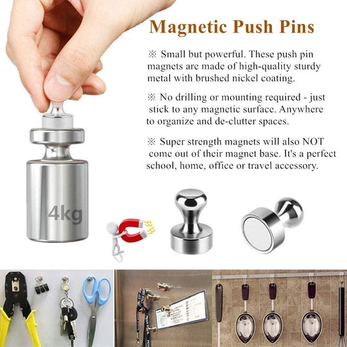 Refrigerator Magnets Kits - Aovon Magnetic Push Pins/ Magnetic Clips/ Magnetic Hooks with Rust-Resistant Nickel Coating for School, Home, Office and Travel Use