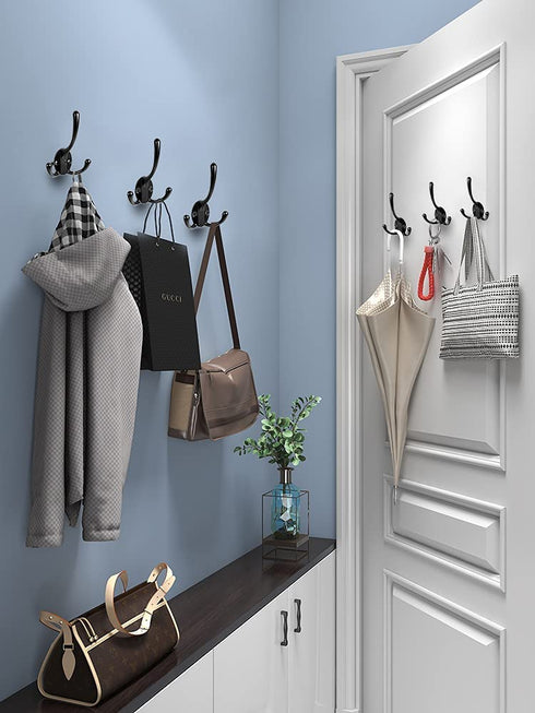 10 Pack Black Wall Coat Hooks Backpack Hook Hardware Heavy Duty Mounted Single Hook Decorative for Hanging Coats Towel Hat Bag Bathroom Mudroom