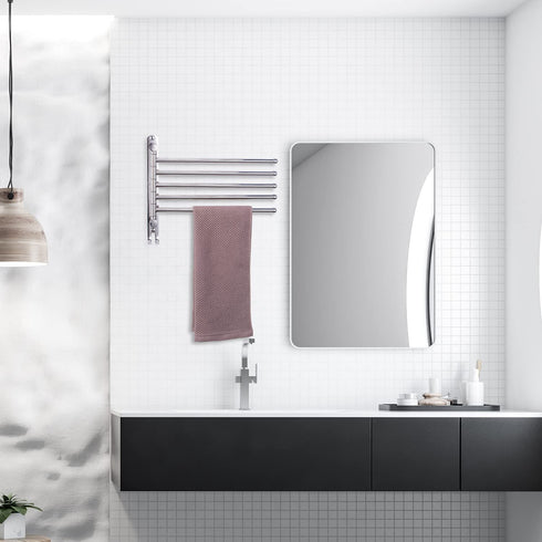 Towel Rack, Towel Bar with 5-Arm Bathroom Towel Shelf Swivel Wall-Mounted Towel Bar Holds for Bathroom, Pool, Kitchen (5 Arms Type)