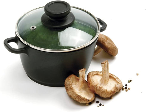 Norpro 1 Quart Nonstick Mini Pot with Vented, Tempered Glass Lid, Shown