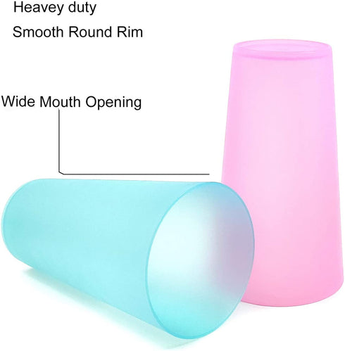 Unbreakable 32-ounce Plastic Restaurant-Style Beverage Tumblers Ice Tea Glasses | set of 12 in Coastal Colors