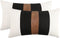 JASEN Set of 2 Faux Leather and Linen Lumbar Pillow Covers 12x20 Inch Black and White Modern Farmhouse Rectangular Accent Cushion Covers for Couch Sofa