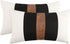 JASEN Set of 2 Faux Leather and Linen Lumbar Pillow Covers 12x20 Inch Black and White Modern Farmhouse Rectangular Accent Cushion Covers for Couch Sofa