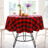 YAD 55 Inch Buffalo Plaid Round Tablecloth Checkered Round Table Cover for Christmas Decor Wedding Kitchen Dinning Room Party Home Picnic (Red and Black, Round 55") (RED)