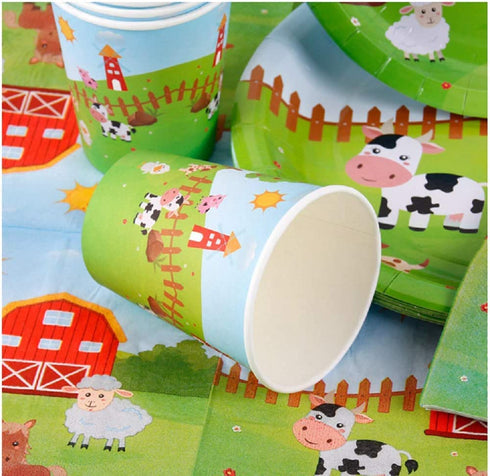 JeVenis 33 PCS Farm animals Party Supplies Farm animals Party Plates and Napkin Farm animals Birthday Banner