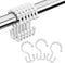 Amazer Plastic Shower Curtain Hooks, Shower Curtain Hooks Rings, Double Shower Curtain Hooks, Shower Hooks for Shower Curtain, White Shower Curtain Hooks for Curtain&Liner Bathroom- 12 Pcs