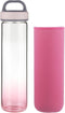 Life4u Reusable Borosilicate Glass Water Bottle Wide Mouth with Neoprene Sleeve Glass Drinking Bottle BPA Free (Pink)