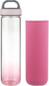 Life4u Reusable Borosilicate Glass Water Bottle Wide Mouth with Neoprene Sleeve Glass Drinking Bottle BPA Free (Pink)