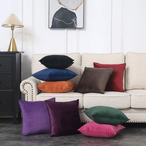 MIULEE Pack of 2 Decorative Velvet Throw Pillow Cover Soft Pillowcase Solid Square Cushion Case for Sofa Bedroom Car 20x20 Inch 50x50 cm Army Green