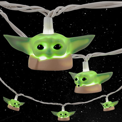 Star Wars Baby Yoda String Light, The Mandalorian, The Child, Grogu, 5000K Cool White, 10 LED Lights, Indoor/Outdoor, Collector's Edition, Ideal for Kid's Bedroom, Christmas Gift, 10 Feet, 53739