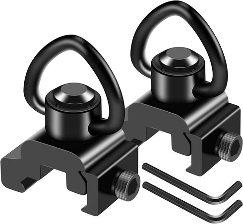 FANGOSS 1" Two Point Sling Picatinny Rail Mount Attachment with 1 Inch Sling Swivels Triangle Loop for Outdoors - 2 Pack