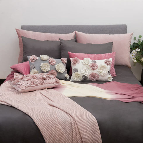 KINGROSE 3D Flower Throw Pillow Cover Handmade Pillowcase Decorative Cushion Cover Bed Sofa Couch Living Room 12 x 20 Inches Colorful