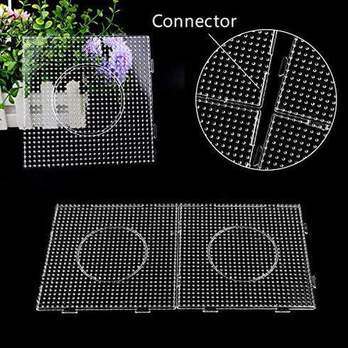 4pcs5mm Large Square Fuse Beads Pegboards Plastic Beads Boards with Ironing Paper, Beads Tweezers for Kids Craft Beads