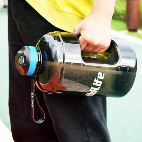 QuiFit Motivational Gallon Water Bottle - with Straw & Time Marker BPA Free Large Reusable Sport Water Jug with Handle for Fitness Outdoor Enthusiasts