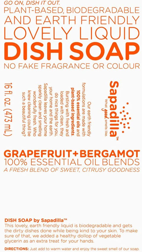 Sapadilla Grapefruit + Bergamot Dish Soap, Hand Soap & Countertop Cleanser, Variety Pack