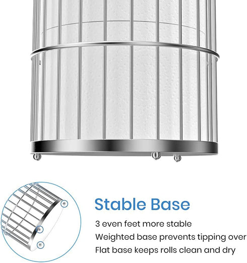 Toilet Paper Holder Stand with Storage Bathroom Toilet Tissue Roll Reserve Organizer Free Standing Dispenser Holds 3 Mega Rolls Polished Chrome