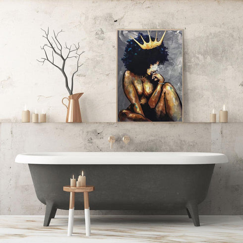 Black Queen Wall Art Africa America Wall Art Black Girl Canvas Wall Art Dector Pictures African Art Bedroom Wall Decorations Black Queen Artworks For Living Room No Frame 16x24 Inch