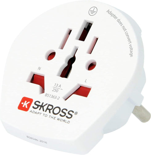 Skross World to Europe Country Travel Adaptor, White