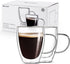2-Pack 12 Oz Double Walled Glass Coffee Mugs with Handle,Insulated Layer Coffee Cups,Clear Borosilicate Glass Mugs,Perfect for Cappuccino,Tea,Latte,Espresso,Hot Beverage,Wine,Microwave Safe