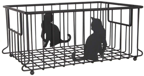 Lily's Home Cat-Themed Wire Basket, Kitchen and Desk Organizer, Cute Caddy for Cat Lovers for Kitchen, Pantry, Cabinet, Bathroom and Office (Large)