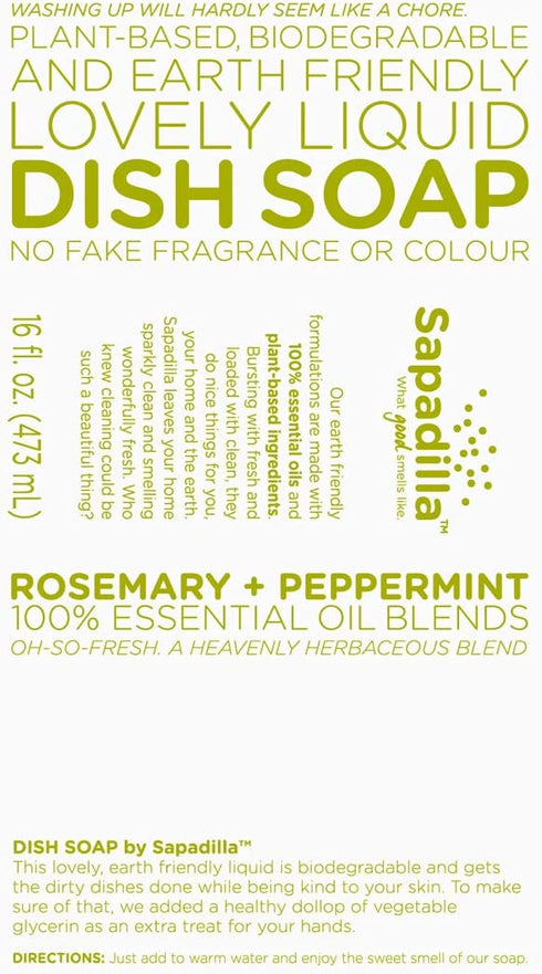 Sapadilla Rosemary + Peppermint Dish Soap, Hand Soap & Countertop Cleanser, Variety Pack