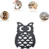 Cast Iron Trivet for Hot Dishes, Lovely Owl Pattern Black Trivet, Hot Pot Holder Pads with Rubber Pegs, Decorative for Kitchen & Dining Table