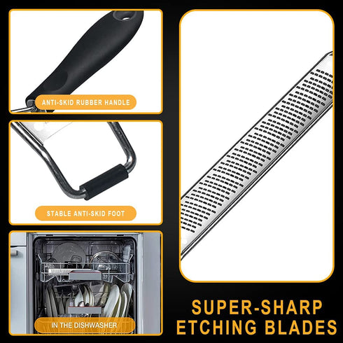 Aqwzh Citrus Lemon Zester&Cheese Grater with a vegetable peeler- Parmesan Cheese, Lemon, Ginger, Garlic, Nutmeg, Vegetables, Fruits-Razor-sharp Stainless Steel Blade Protective Cover,Dishwasher Safe