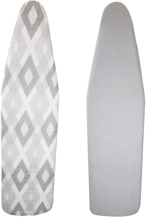 HOMZ Premium Standard Width Ironing Board Cover and Pad, Grey Solid/Pattern Reverisble