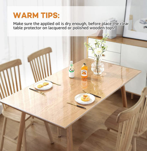 PoPoTo New Clear Plastic Tablecloth Cover Protector for Dining Room Table 16x32 Inch Desk Protector Mat Clear Vinyl Table Pad Protector Desk Pads Mats Wood Furniture Protective for Tabletop Countertop