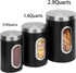 AEUNKIUO Kitchen Counter Canister set 3 pieces,with Long Wood Spoon, Stainless Steel Food Storage Containers with Visible Window and Brushed Airtight Lids ,For Sugar,Coffee,Biscult,Flour jar Keep Fresh,Black