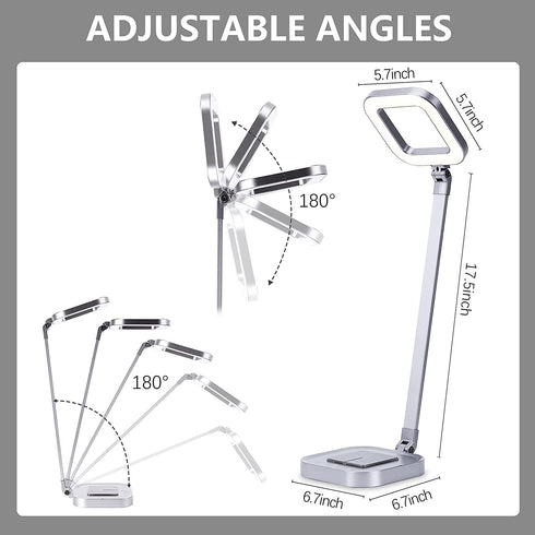 LED Desk Lamp, BBIQI Desk Lamp with 10W Wireless Charger, 5 Color Modes and 5 Brightness Levels Eye-Caring Table lamp with RGB Night Light, 72 Recessed LED Lamps with USB Charging Port for Home Office