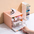 Comix Desk Organizer with Drawer, Desk Storage Box with 4 drawers, Plastic Office Stationery Supplies Organizers, Desktop Organizer for Office School Home (Pink)