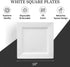 White Square Plates Set by Oasis Creations 10" - 50 count - Premium Hard White Disposable Plastic - Disposable and Reusable - Salad Plate - Appetizer Plate - Dinner Plate - Party Plate Set