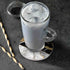 ATEDEANEI Black Marble Drink Coasters with Holder, Ceramic Absorbent Coaster Sets of 4,Non-Slip Cork Base,Housewarming Gifts