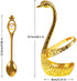 Coffee Spoon Set, Metal Swan Base Holder Dessert Spoon Organizer with 6pcs Spoons Teaspoon Dessert Flatware Set for Coffee Fruit Dessert Ice Cream Cake (Gold)