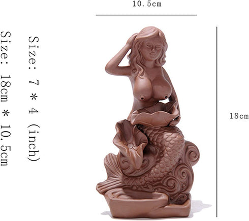 Sunmir Home Decor Ceramic Mermaid backflow Incense Burner Incense Stick Holder Free backflow Incense Cone Sample
