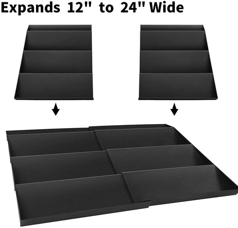 QIZENME Spice Rack, Spice Drawer Organizer for Kitchen Drawer Cabinets- Adjustable 4 Slanted Tier Spice Storage Organizer Insert for Drawer Kitchen, Expands 12"to 24", Black