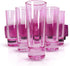 Pink Shot Glasses, Tall Heavy Base Colored Mini Cups, 2 oz Tequila Party Shooters, Set of 6