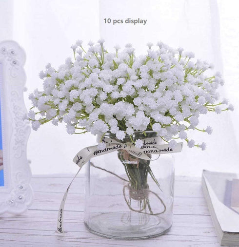 20 pcs 60 Branches White Babys Breath Flowers Bouquests Artificial Fake Gypsophila for Wedding Bridal Bouquet Garland DIY Floral Arrangement Wreath Home Office Table D©cor Centerpiece Real Touch