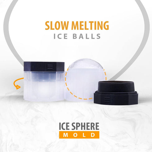 Bella Amazing- Ice Ball Molds, 2.5 Inch Round Ice Cube Molds. This Stackable Slow Melting Ice Sphere Molds are perfect for Whiskey, Scotch, Bourbon, Spirits, or any Drink (4, Black) (4, Clear)