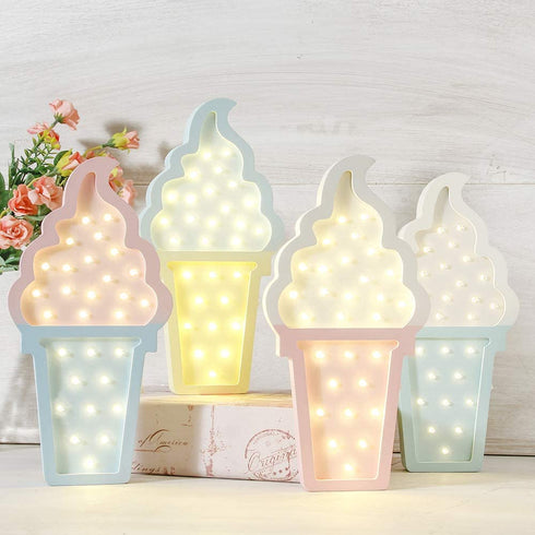 Ice cream Valentine Romance Atmosphere Light , Party Wedding Birthday Party Decoration Kids' Room Battery Operated LED Night Lights (White and Pink)