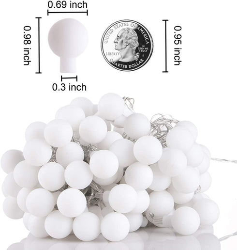 Globe String Lights, 33 Feet 100 Led Fairy Lights Plug in, 8 Modes with Remote Mini Globe Lights for Indoor Outdoor Bedroom Party Wedding Garden Christmas Tree Decor, Warm White