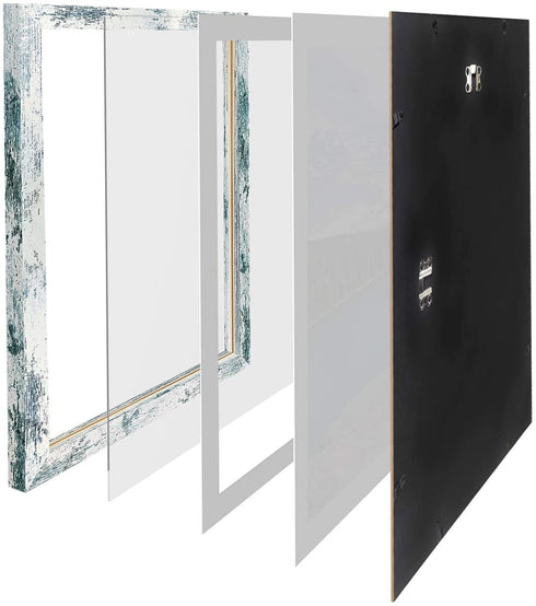 Amginy 12x16 Rustic Picture Frames Matted to Display 11x14 Pictures with Mat or 12 x 16 without Mat Farmhouse Distressed Style Wooden Photo Frames for Wall Mounting
