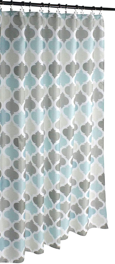 Universal Bathroom Fabric Shower Curtain for Men or Women: Earth Tones of Brown, Taupe, Slate Blue and Aqua (Brown, Turquoise, Beige, Taupe, Grey, White)