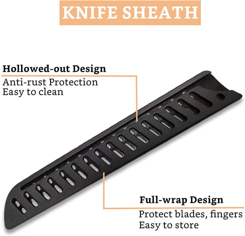 Breezylife Serrated Bread Knife with Sheath, Stainless Steel Bread Cutter for Homemade Bread Cake Bagel and Juicy Tomatoes, 8 inch, Black