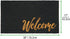 mDesign Rectangular Coir and Rubber Entryway Welcome Doormat with Natural Fibers for Indoor or Outdoor Use - Decorative Script Welcome Design - Black/Natural