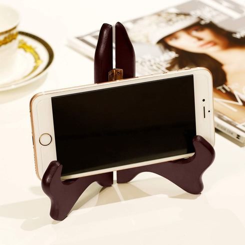 Tatuo 4 Packs Wooden Display Stand Decorative Plate Stands for Display Picture Frame Stand Holder Easels (7 Inch, Red)