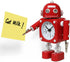 Betus Non-Ticking Robot Alarm Clock Stainless Metal - Wake-up Clock with Flashing Eye Lights and Hand Clip (Ruby Red)